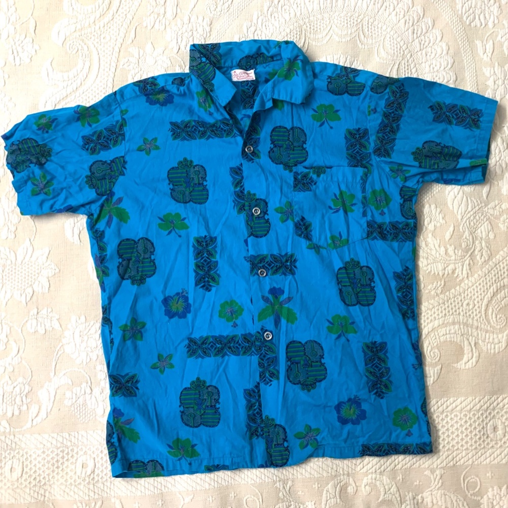 Lei O Hawaii Blue Aloha Shirt